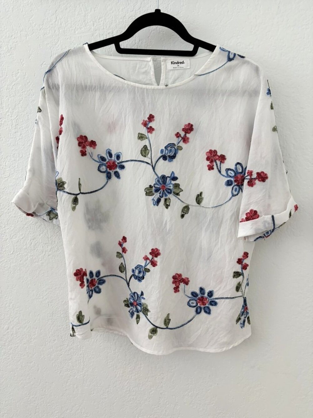 Kindred White Embroidered Short Sleeve Top
